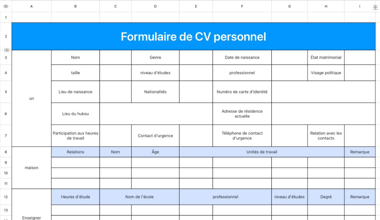 Blue résumé personnel concis